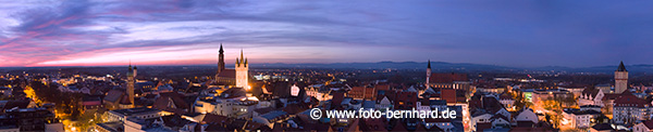 Straubing im Sonnenuntergang  Panorama - Fotowerbung Bernhard